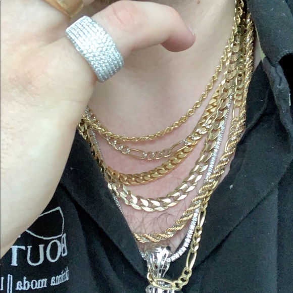 18k Solid 2 Tone White/Yellow Gold Rope Box Chain - Picture 3 of 3